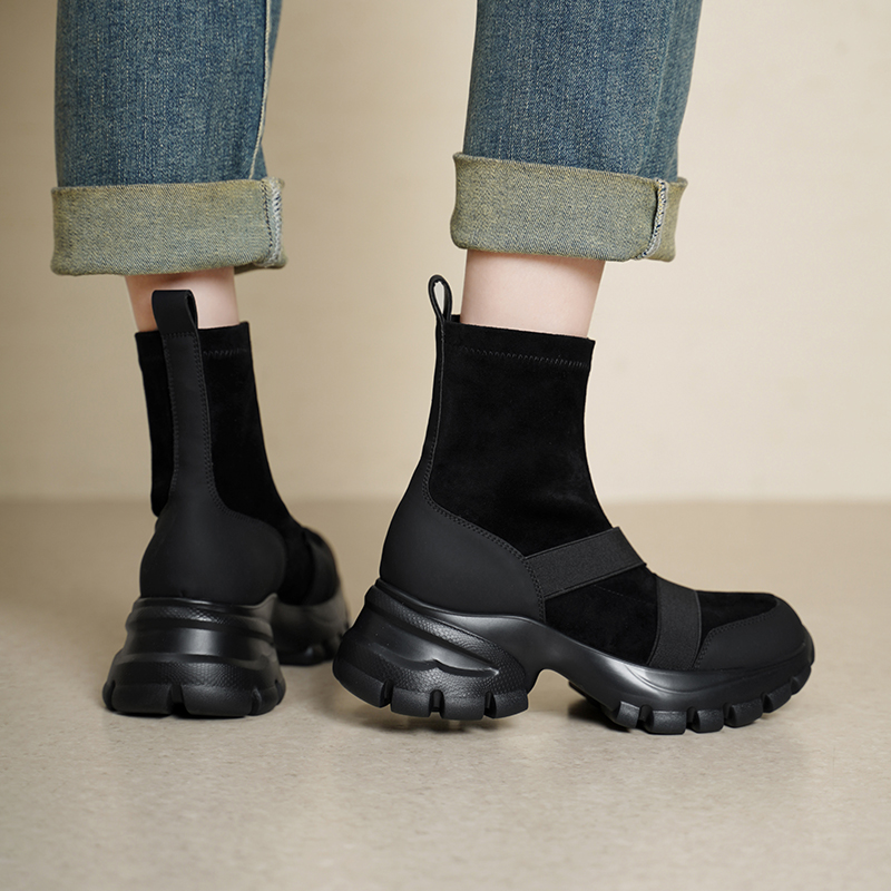 Women Suede Stretch Sock Boots - Toe Sock Split recension och pris